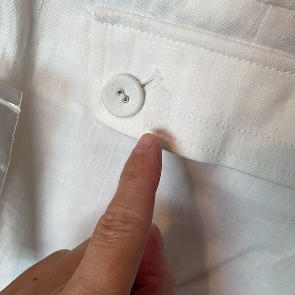 New white linen belted cuffed shorts - Picture 11 of 11